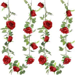 Arts 2 Pack Burgundy Artificial Floral Garland 13 FT Fake Rose Garland